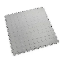 Šedá plastová (PVC) zátěžová dlažba Fortelock Industry Hard (penízky) - délka 51 cm, šířka 51 cm, výška 0,7 cm
