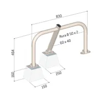 Stříbrná ocelová parkovací zábrana - šířka 83 cm, výška 46,4 cm