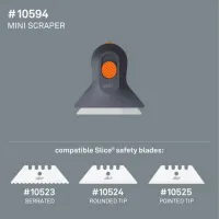 Černo-oranžová polohovatelná škrabka MINI SCRAPER - délka 6,7 cm, šířka 6,3 cm, výška 1 cm