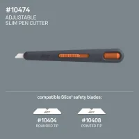 Černo-oranžový plastový nastavitelný nůž na krabice SLICE - délka 13,9 cm, šířka 2,2 cm, výška 1,1 cm