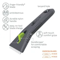 Černo-zelená samozatahovací škrabka UTILITY SCRAPER - délka 13,7 cm, šířka 7,3 cm, výška 2,1 cm