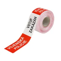 Červeno-bílá vytyčovací páska VOJENSKÁ POLICIE - VSTUP ZAKÁZÁN - délka 500 m, šířka 7,5 cm Červeno-bílá vytyčovací páska VOJENSKÁ POLICIE - VSTUP ZAKÁZÁN - délka 500 m, šířka 7,5 cm