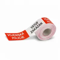 Červeno-bílá vytyčovací páska VOJENSKÁ POLICIE - VSTUP ZAKÁZÁN - délka 500 m, šířka 7,5 cm Červeno-bílá vytyčovací páska VOJENSKÁ POLICIE - VSTUP ZAKÁZÁN - délka 500 m, šířka 7,5 cm
