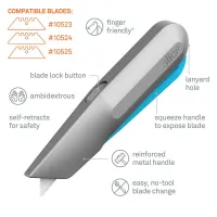 Samozatahovací univerzální nůž s páčkou SMART METAL SQUEEZE TRIGGER - délka 16,9 cm, šířka 5,5 cm, výška 2,7 cm Samozatahovací univerzální nůž s páčkou SMART METAL SQUEEZE TRIGGER - délka 16,9 cm, šířka 5,5 cm, výška 2,7 cm