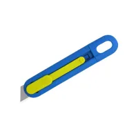Modro-žlutý plastový bezpečnostní samozatahovací jednorázový nůž