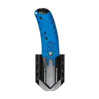 Modrý kovový bezpečnostní samozatahovací oboustranný nůž S8