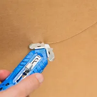 Modrý kovový bezpečnostní samozatahovací oboustranný nůž S8