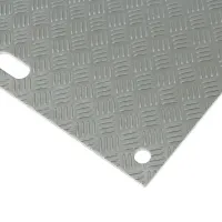 Šedá plastová LDPE pojezdová deska 2 rukojeti 4 díry - délka 200 cm, šířka 100 cm, výška 1 cm