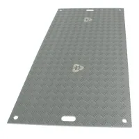 Šedá plastová LDPE pojezdová deska 2 rukojeti 4 díry - délka 200 cm, šířka 100 cm, výška 1 cm