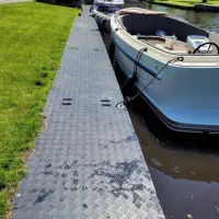 Šedá plastová LDPE pojezdová deska 2 rukojeti 4 díry - délka 200 cm, šířka 100 cm, výška 1 cm