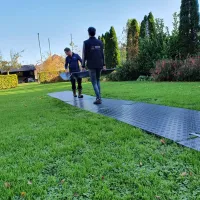 Šedá plastová LDPE pojezdová deska 2 rukojeti 4 díry - délka 200 cm, šířka 100 cm, výška 1 cm