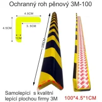 Černo-žlutá pěnová ochrana rohů zdí, stěn (L-profil) - délka 100 cm, šířka 4,5 x 4,5 cm, tloušťka 1 cm - 5 ks