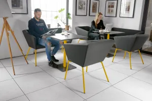 Šedá plastová vinylová dlažba Fortelock Business Forsen Dark Sky C019 - délka 64 cm, šířka 64 cm, výška 0,7 cm