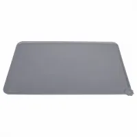 Šedá silikonová podložka pod misky pro psy, kočky FLOMA Paw Small - délka 47 cm, šířka 30 cm