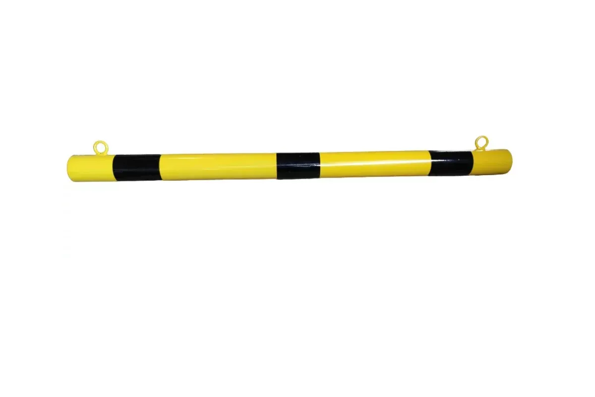 Černo-žlutá ocelová závěsná parkovací zábrana - průměr 6 cm, délka 100 cm