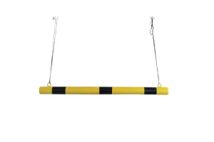 Černo-žlutá ocelová závěsná parkovací zábrana - průměr 6 cm, délka 100 cm