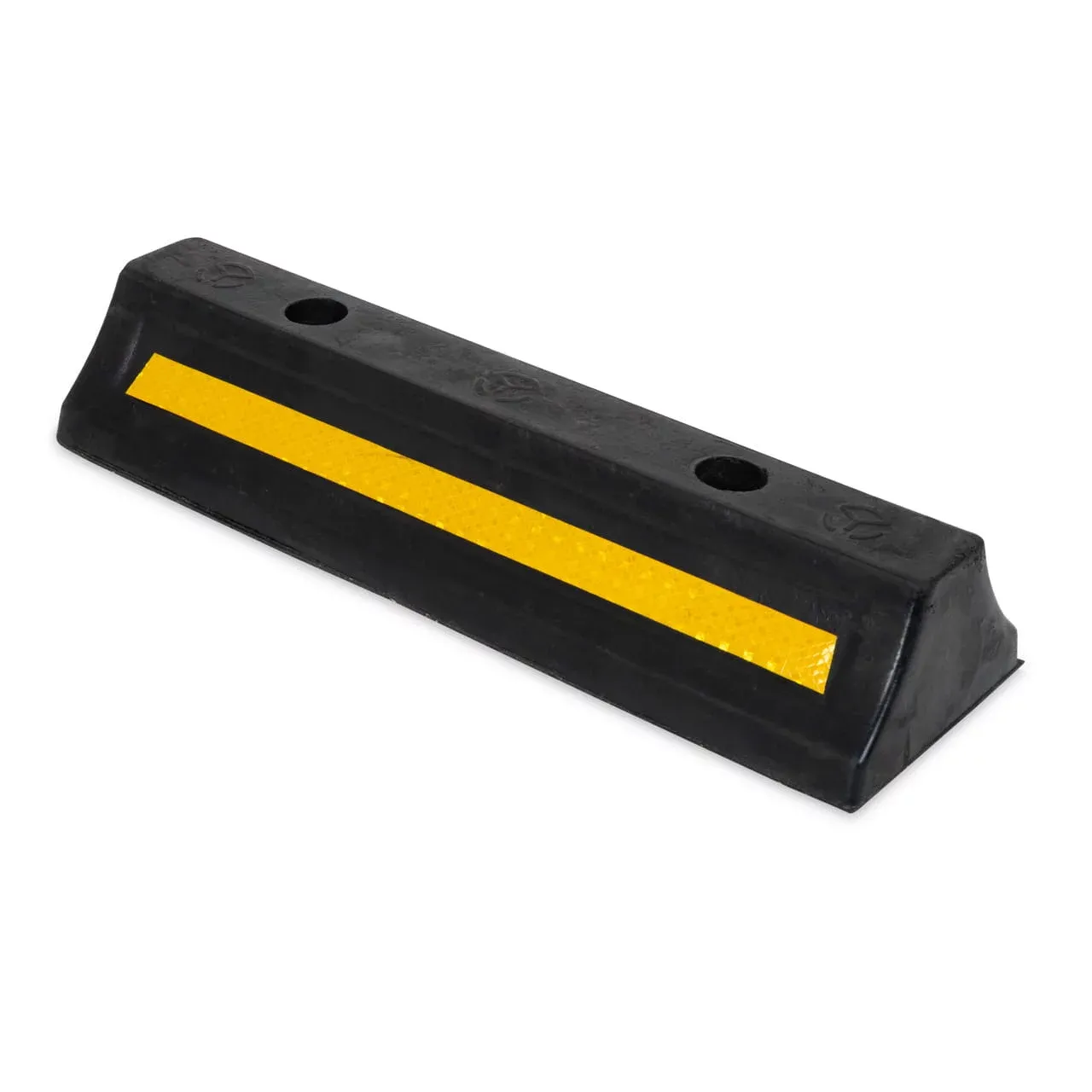 Černo-žlutý gumový parkovací doraz - délka 47 cm, šířka 15 cm, výška 9 cm