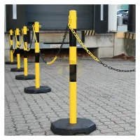 Černo-žlutý ocelový gumový sloupek (sada) - výška 100 cm