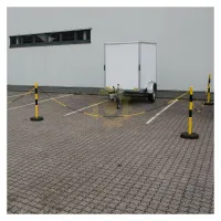 Černo-žlutý ocelový gumový sloupek (sada) - výška 100 cm