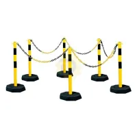 Černo-žlutý ocelový gumový sloupek (sada) - výška 100 cm