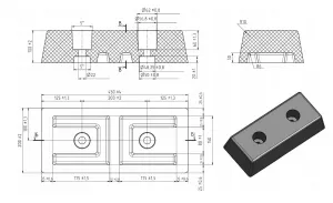 Gumový doraz na rampu - délka 40 cm, šířka 20 cm, tloušťka 10 cm