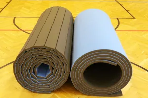 Modrý gymnastický koberec bez lamel FLOMA NoSlits - délka 600 cm, šířka 200 cm, výška 3,5 cm