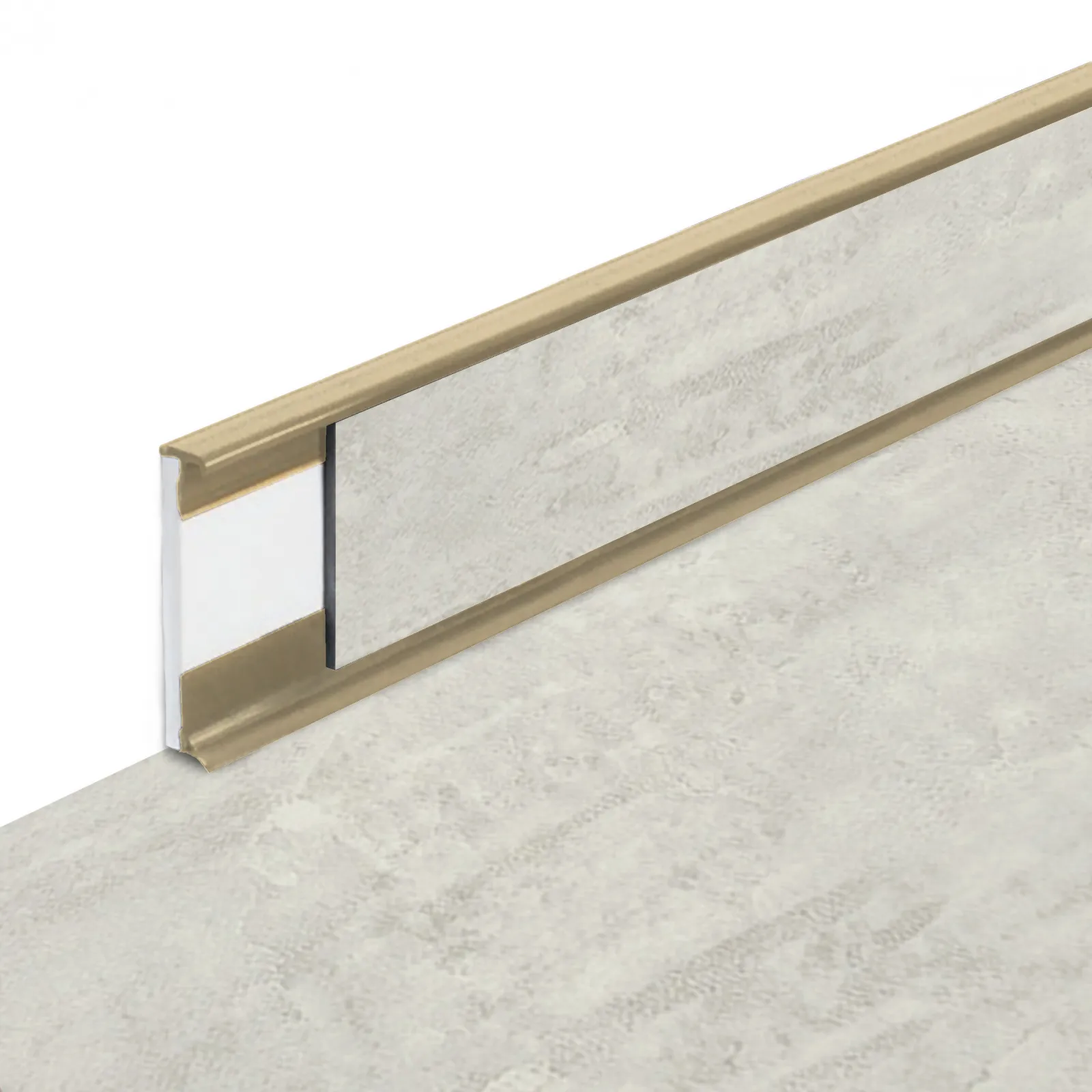 Plastová soklová podlahová lišta Fortelock Business Forsen Spring Fog C015 Beige - délka 200 cm, výška 5,8 cm, tloušťka 1,2 cm