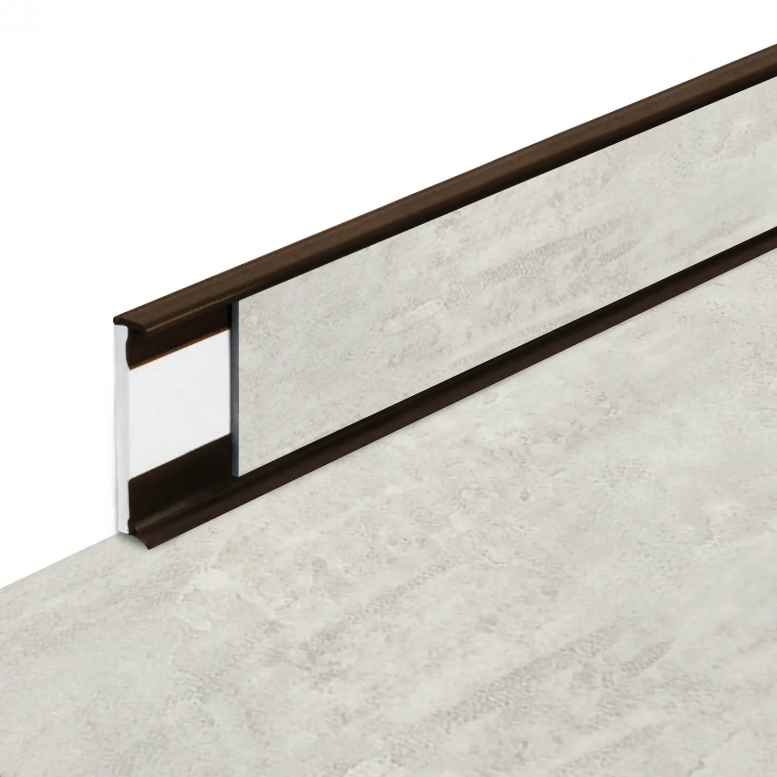 Plastová soklová podlahová lišta Fortelock Business Forsen Spring Fog C015 Brown - délka 200 cm, výška 5,8 cm, tloušťka 1,2 cm