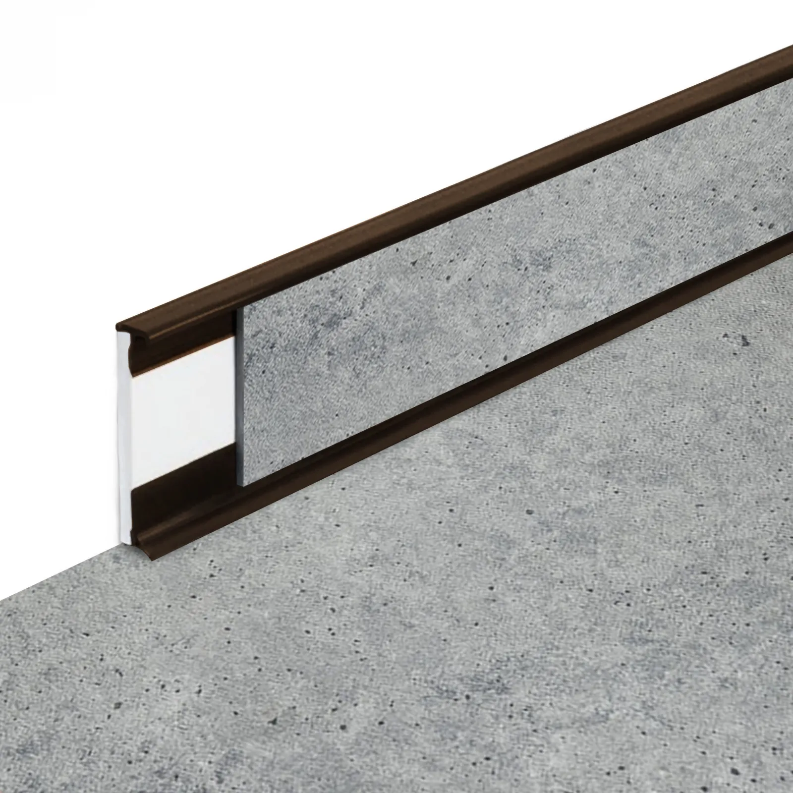 Plastová soklová podlahová lišta Fortelock Business Tornes Mercury C013 Brown - délka 200 cm, výška 5,8 cm, tloušťka 1,2 cm