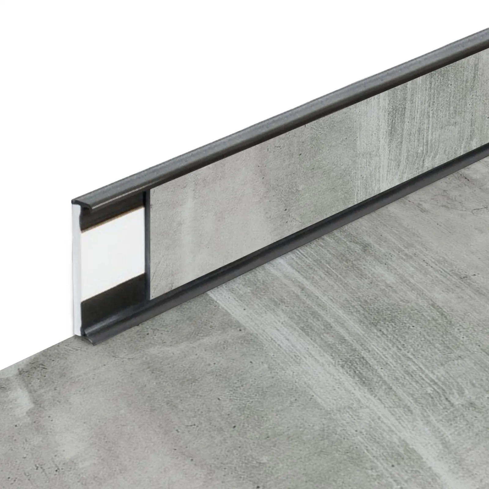 Plastová soklová podlahová lišta Fortelock Business Viken Harbour Grey C002 Graphite - délka 200 cm, výška 5,8 cm, tloušťka 1,2 cm