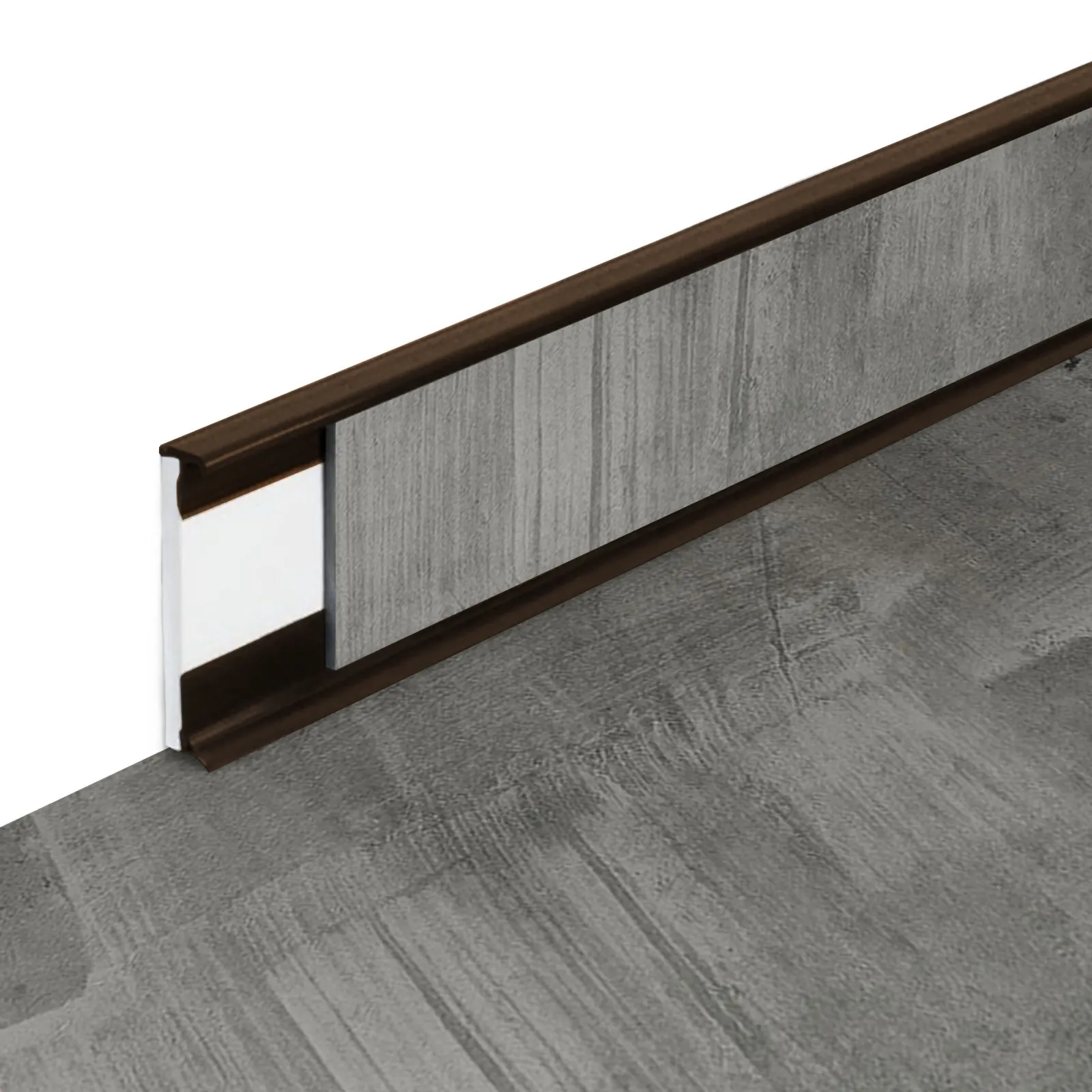 Plastová soklová podlahová lišta Fortelock Business Viken Coal Mine C003 Brown - délka 200 cm, výška 5,8 cm, tloušťka 1,2 cm