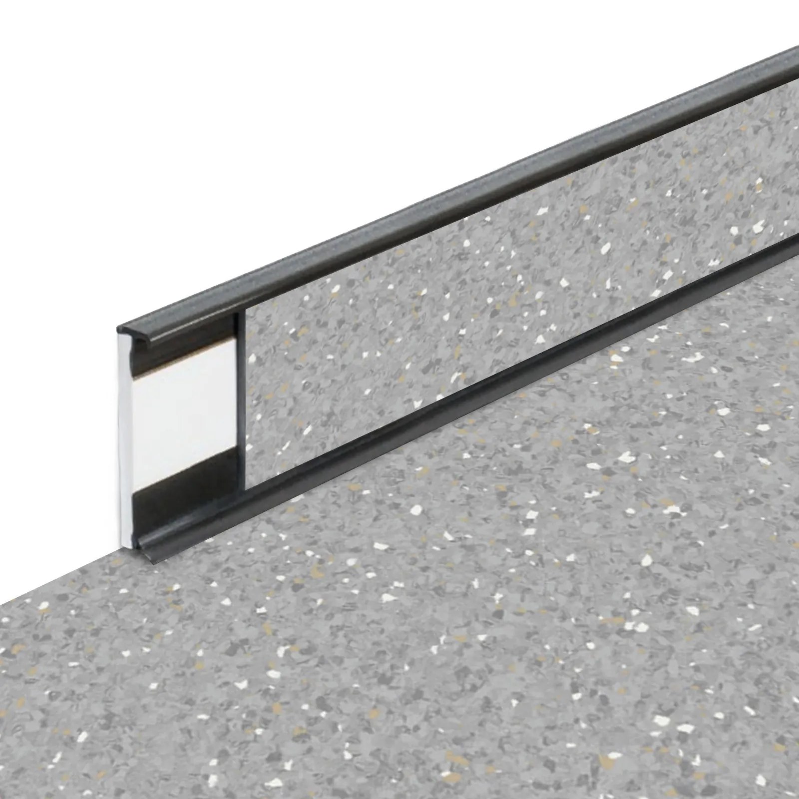 Plastová soklová podlahová lišta Fortelock Business Sauda Hidden Treasure G002 Graphite - délka 200 cm, výška 5,8 cm, tloušťka 1,2 cm