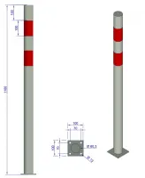 Bílo-červený ocelový sloupek - průměr 6 cm, výška 110 cm