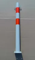 Bílo-červený ocelový sloupek s oky - průměr 6 cm, výška 80 cm