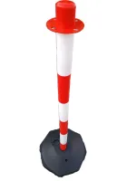 Bílo-červený plastový skládací sloupek - průměr 4 cm, výška 90 cm