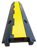 Černo-žlutý gumový kabelový most s víkem - délka 100 cm, šířka 26 cm, výška 7 cm