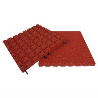 Červená gumová certifikovaná dopadová dlažba FLOMA V30/R18 - délka 50 cm, šířka 50 cm a výška 3 cm