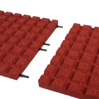 Červená gumová certifikovaná dopadová dlažba (V45/R15) FLOMA - 50 x 50 x 4,5 cm