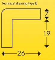 Černo-žlutá pěnová ochrana rohů zdí, stěn (L-profil) - délka 500 cm, šířka 2,6 x 2,6 cm, tloušťka 0,7 cm
