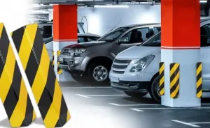 Černo-žlutá pěnová ochrana rohů zdí, stěn - délka 50 cm, šířka 12,5 x 12,5 cm, tloušťka 2 cm