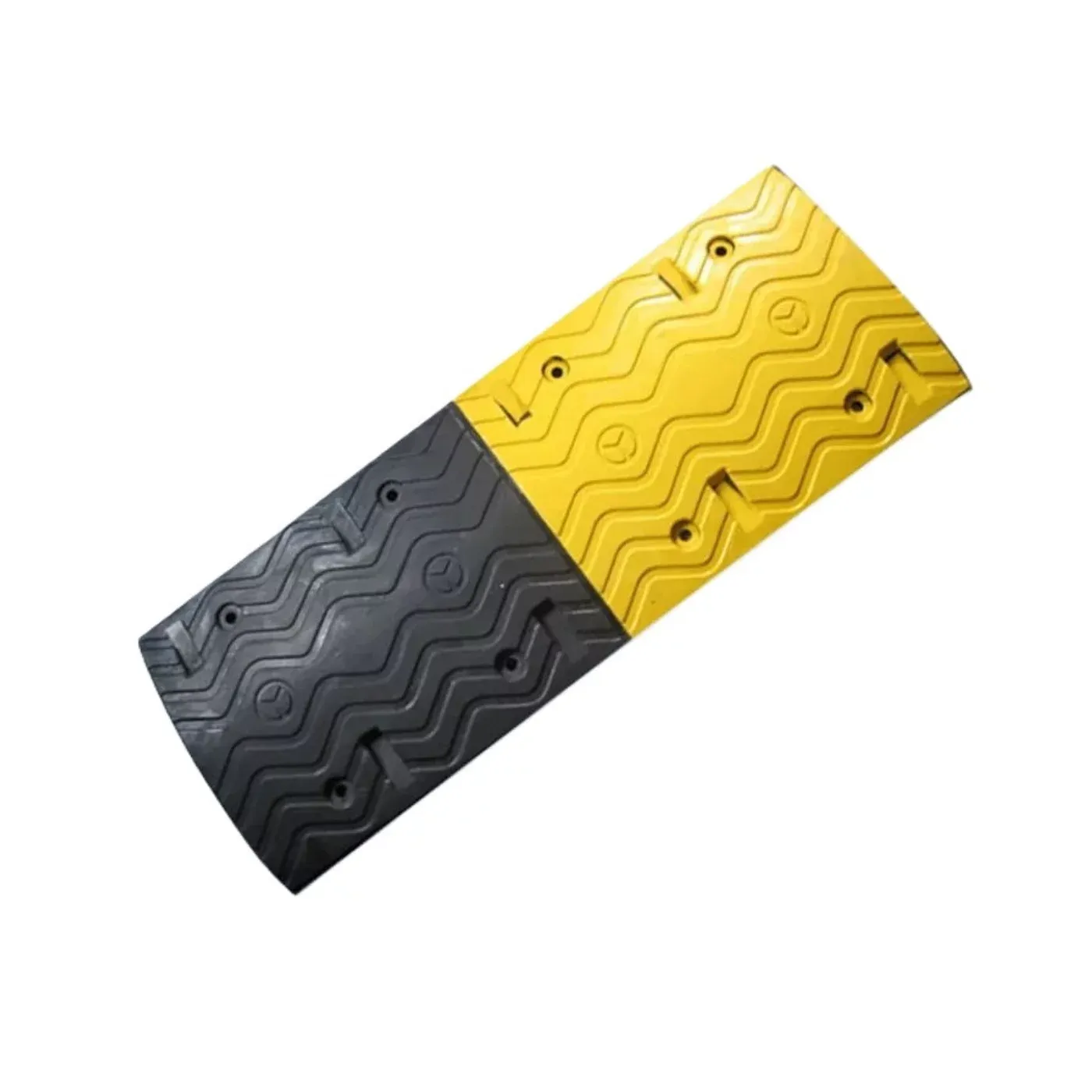 Černo-žlutý plastový průběžný zpomalovací práh SB50 - délka 38 cm, šířka 100 cm, výška 5 cm