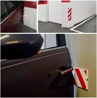 Červeno-bílá pěnová ochrana zdí, stěn - délka 50 cm, šířka 10 cm, tloušťka 2 cm