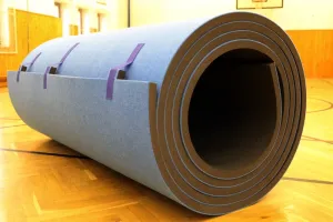 Modrý gymnastický koberec bez lamel FLOMA NoSlits - délka 12 m, šířka 200 cm, výška 4,5 cm