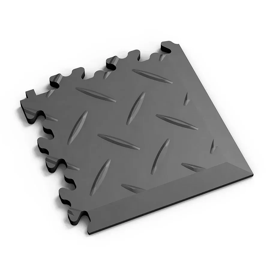 Grafitový plastový (PVC) rohový nájezd Fortelock Industry ECO Premium (diamant) - délka 14 cm, šířka 14 cm, výška 0,7 cm