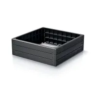 Černý plastový vyvýšený stohovatelný záhon GH14 - délka 75,6 cm, šířka 75,6 cm, výška 25 cm