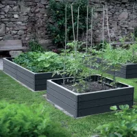 Černý plastový vyvýšený stohovatelný záhon GH68 - délka 149,2 cm, šířka 75,6 cm, výška 25 cm