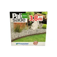 Hnědý plastový zahradní obrubník GC80 - délka 383,4 cm, výška 11,5 cm