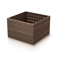 Hnědý plastový vyvýšený stohovatelný záhon GH14 - délka 75,6 cm, šířka 75,6 cm, výška 25 cm
