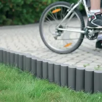 Šedý plastový zahradní obrubník GC55 - délka 270 cm, výška 24 cm