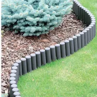 Šedý plastový zahradní obrubník GC55 - délka 270 cm, výška 24 cm